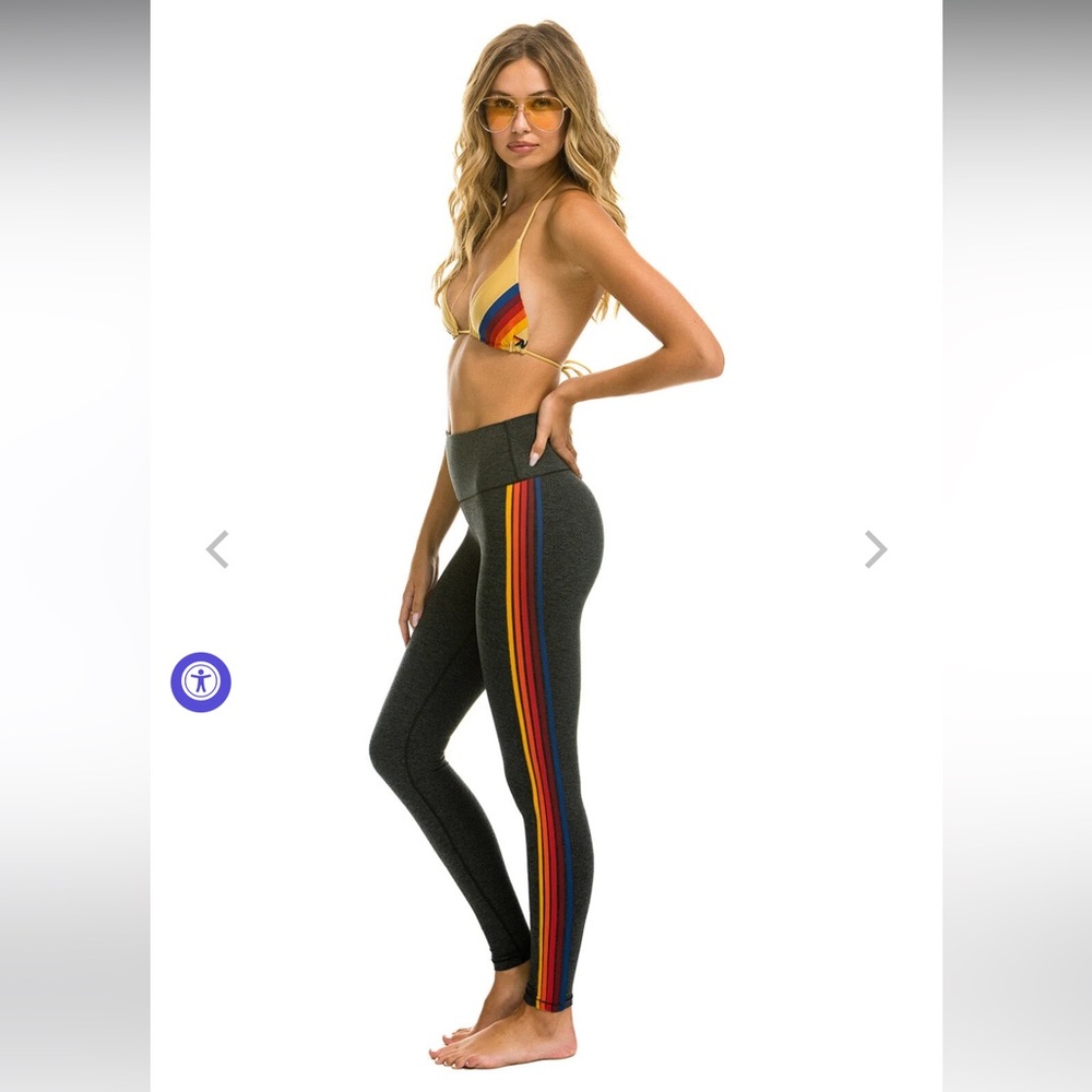 Aviator Nation Full Length Hi-Rise 5 Stripe Leggings